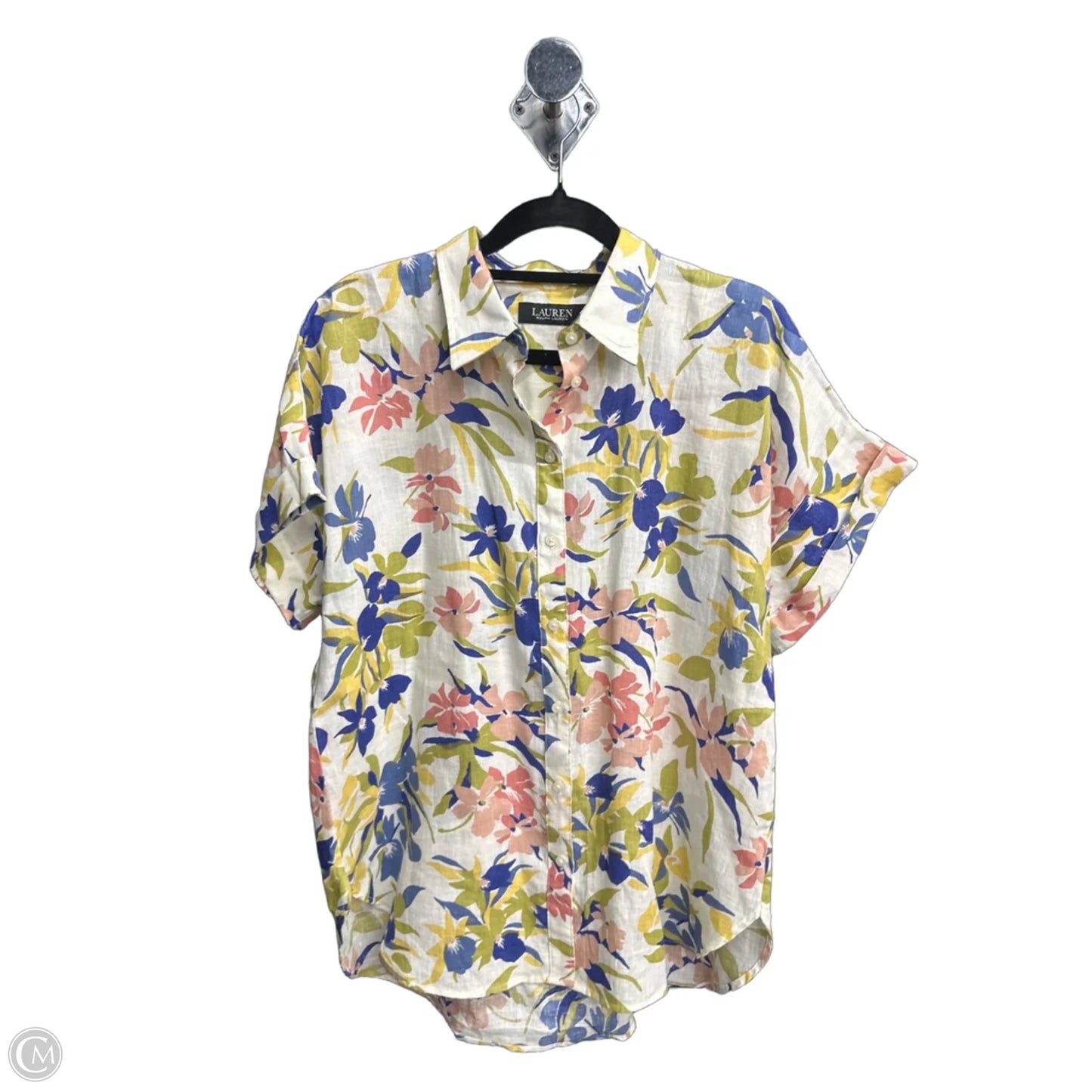 Top Short Sleeve By Ralph Lauren Black Label In Tropical Print, Size: M