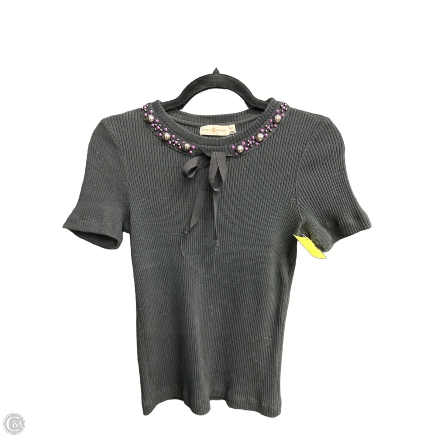 Top Short Sleeve Designer By Tory Burch In Black, Size: M
