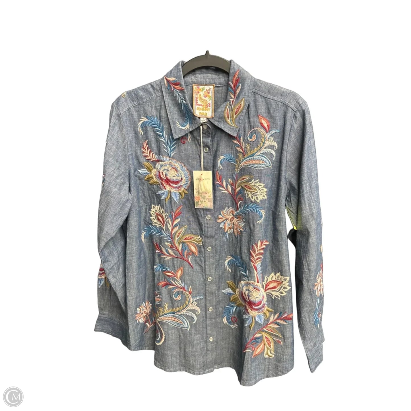 Top Long Sleeve By Johnny Was In Blue Denim, Size: M