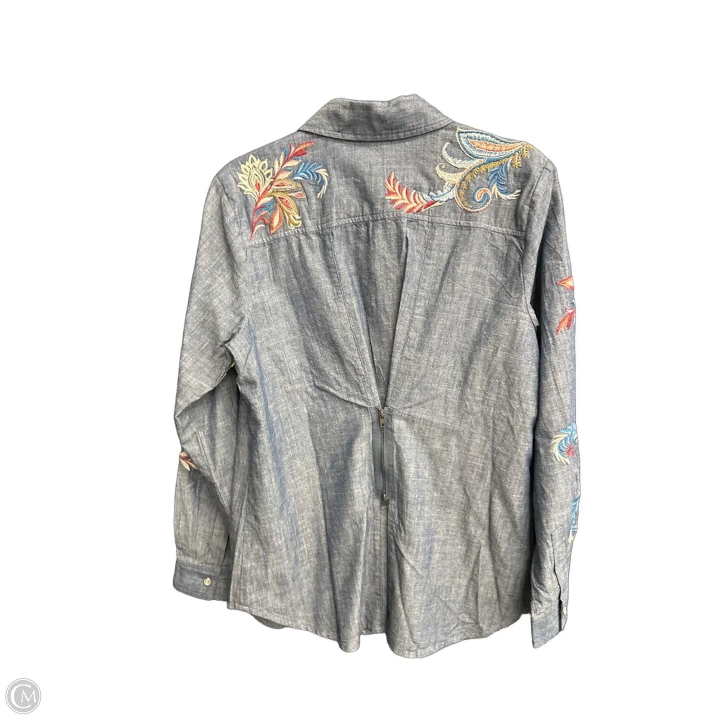 Top Long Sleeve By Johnny Was In Blue Denim, Size: M