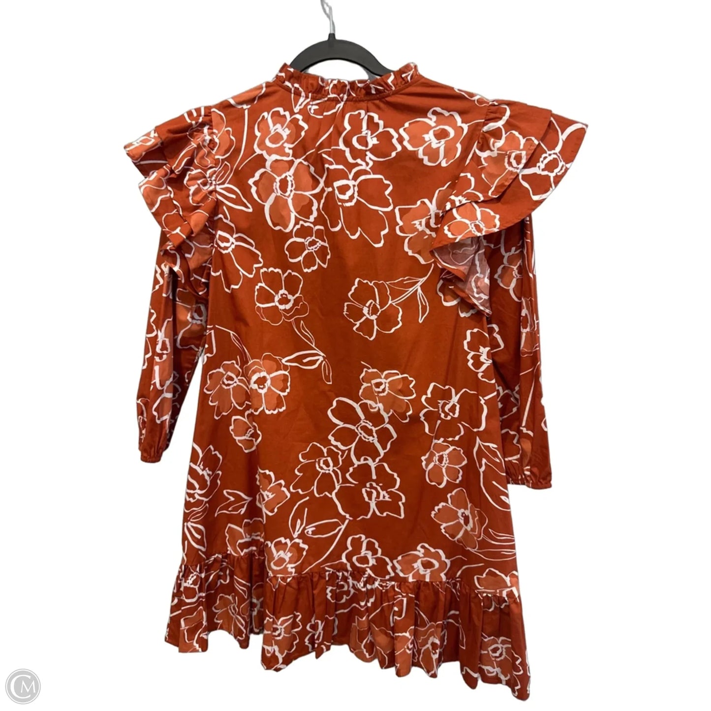 Dress Casual Short By Sugar Lips In Orange & White, Size: M