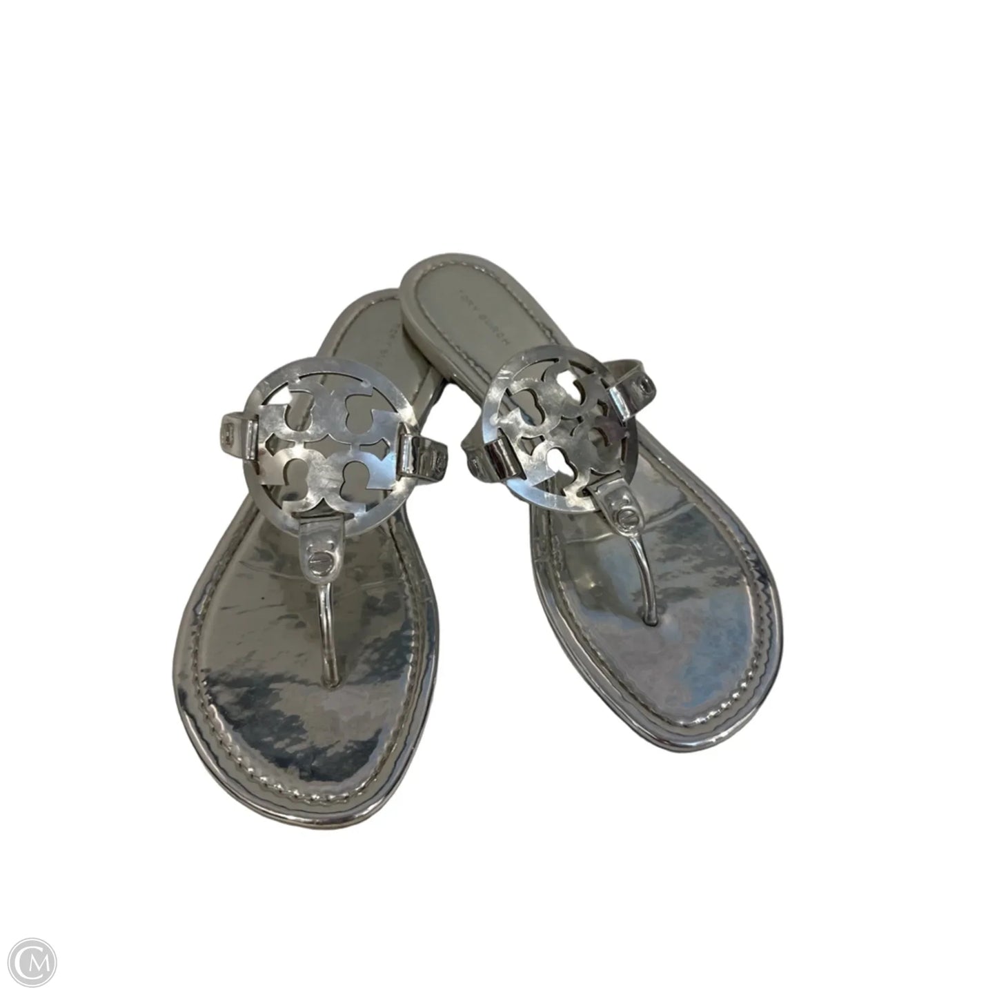 Sandals Designer By Tory Burch In Silver, Size: 8.5