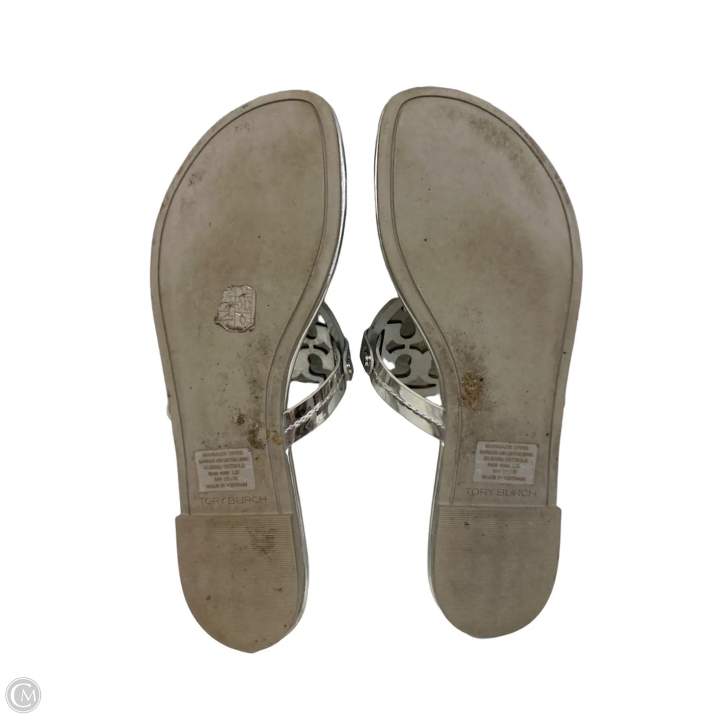 Sandals Designer By Tory Burch In Silver, Size: 8.5