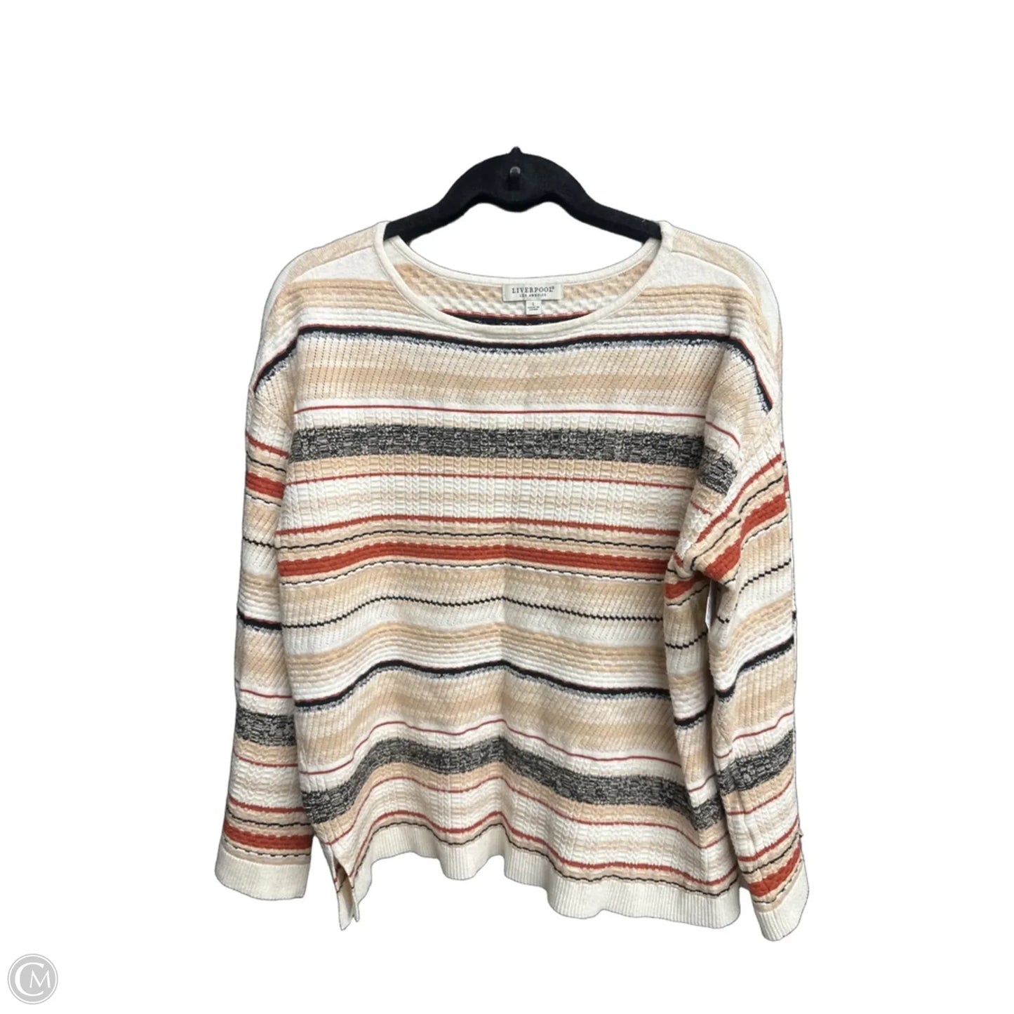 Top Long Sleeve By Liverpool In Striped Pattern, Size: L