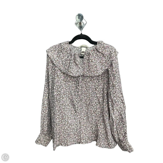 Top Long Sleeve By H&m In Floral Print, Size: L