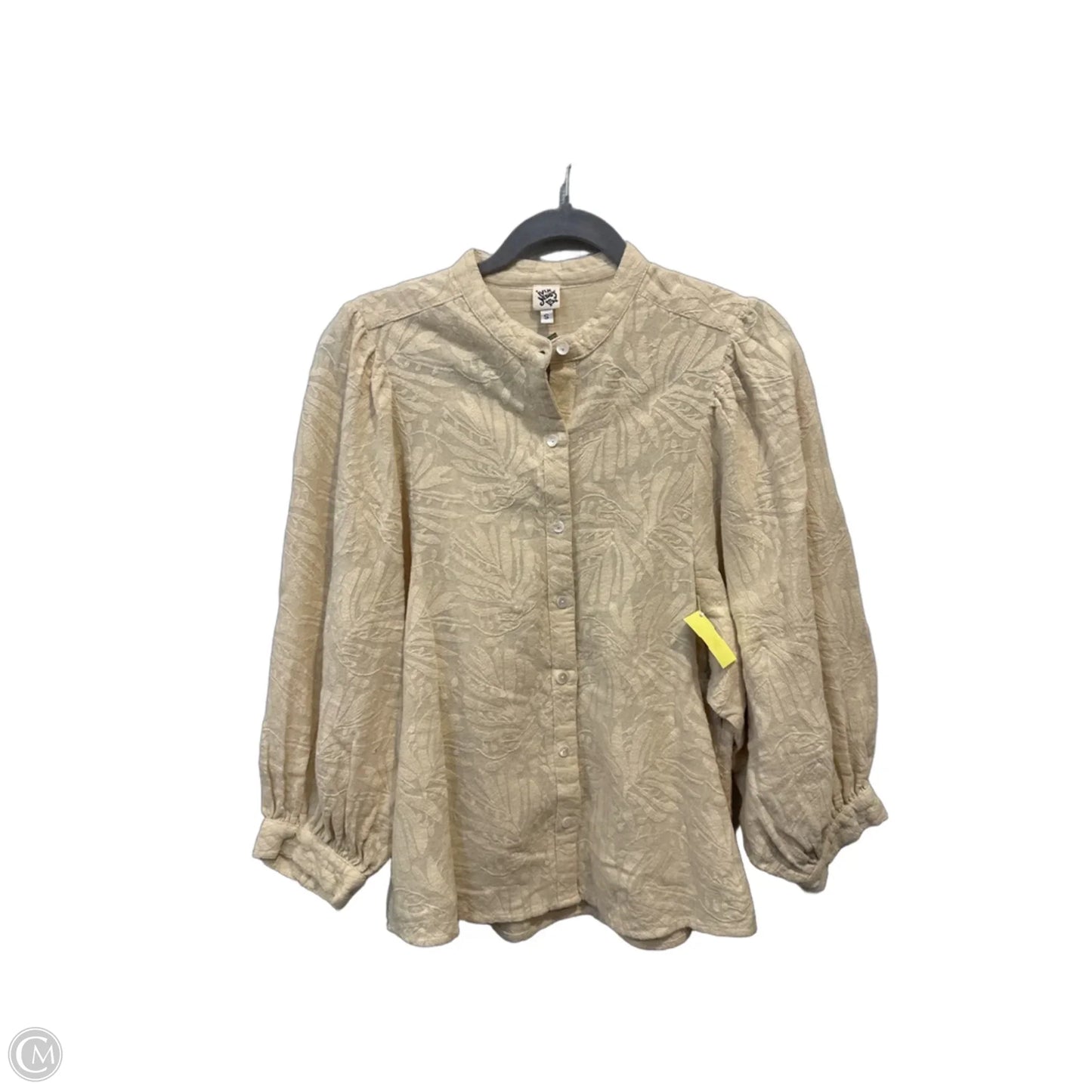 Top Long Sleeve By Ivy Jane In Tan, Size: S