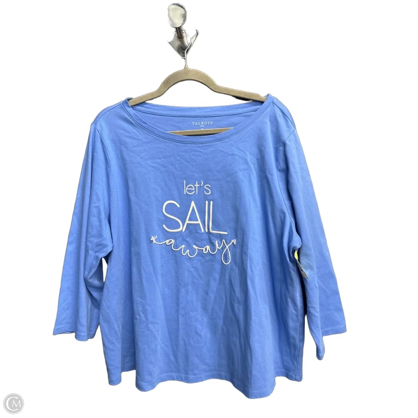 Top 3/4 Sleeve By Talbots In Blue, Size: 2x