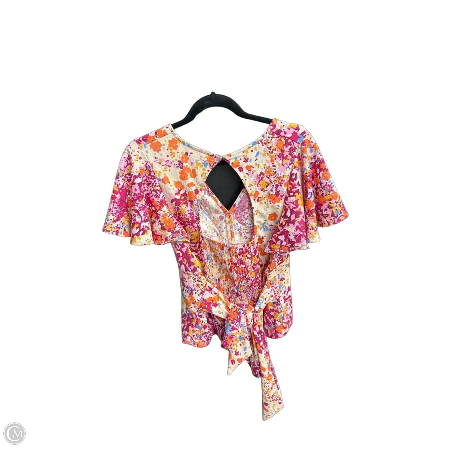 Top Short Sleeve By Anthropologie In Floral Print, Size: Xl