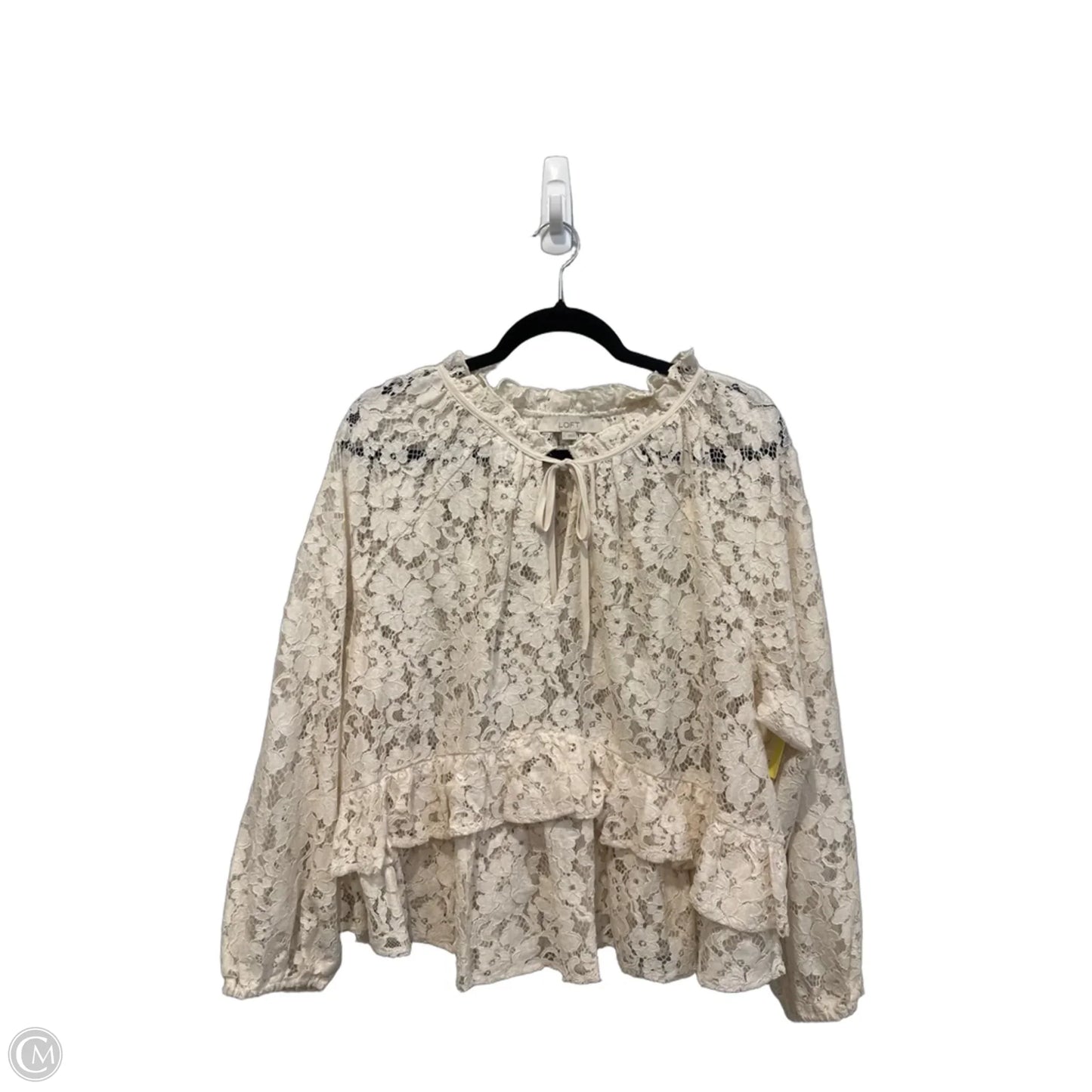 Top Long Sleeve By Loft In Cream, Size: L