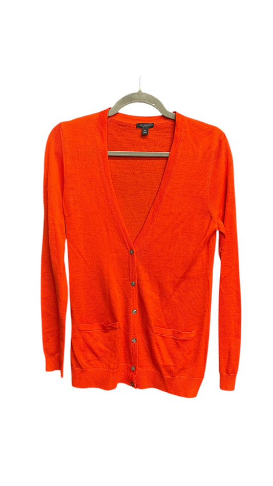 Sweater Cardigan By Ann Taylor In Orange, Size: M