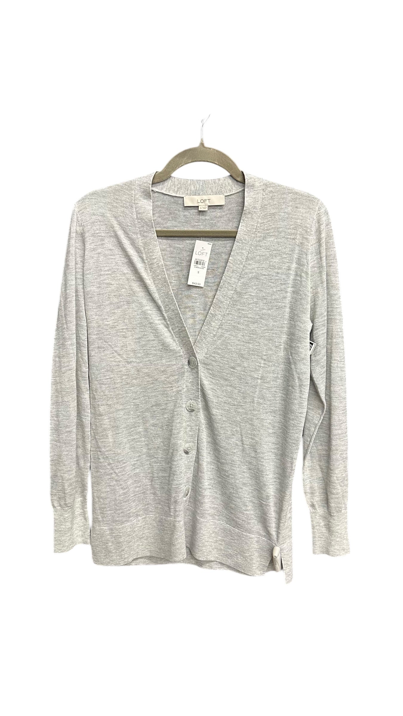 Sweater Cardigan By Loft In Grey, Size: S