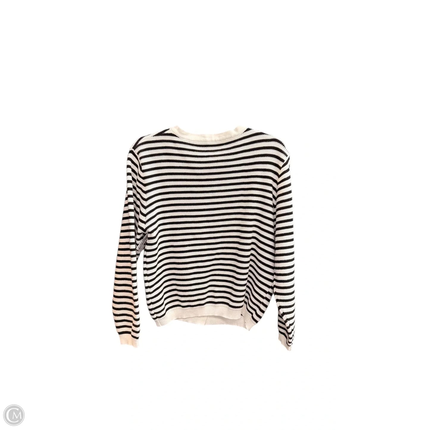 Sweater Cardigan By Clothes Mentor In Black & White, Size: L