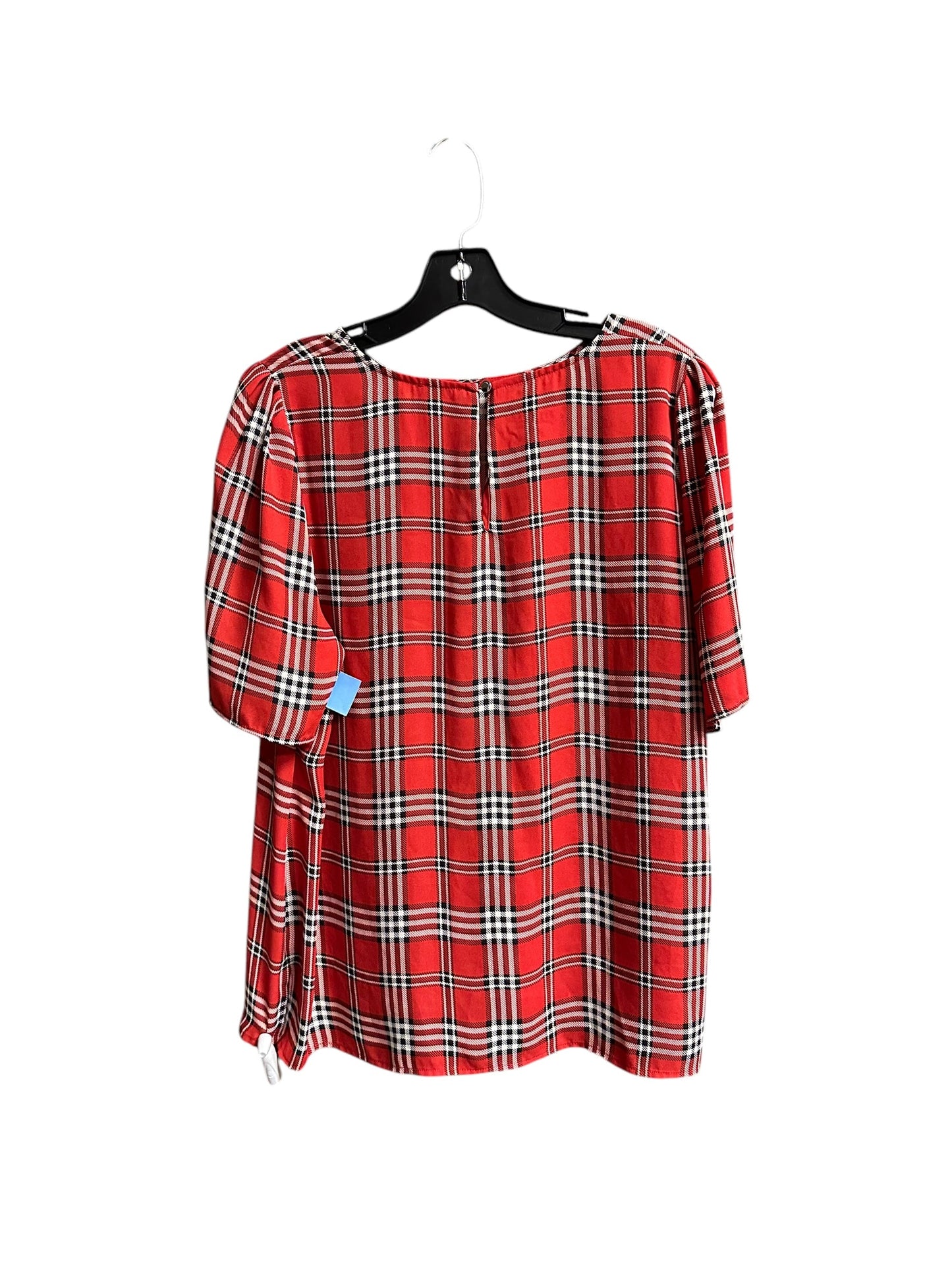 Top Short Sleeve By Vince Camuto In Plaid Pattern, Size: L