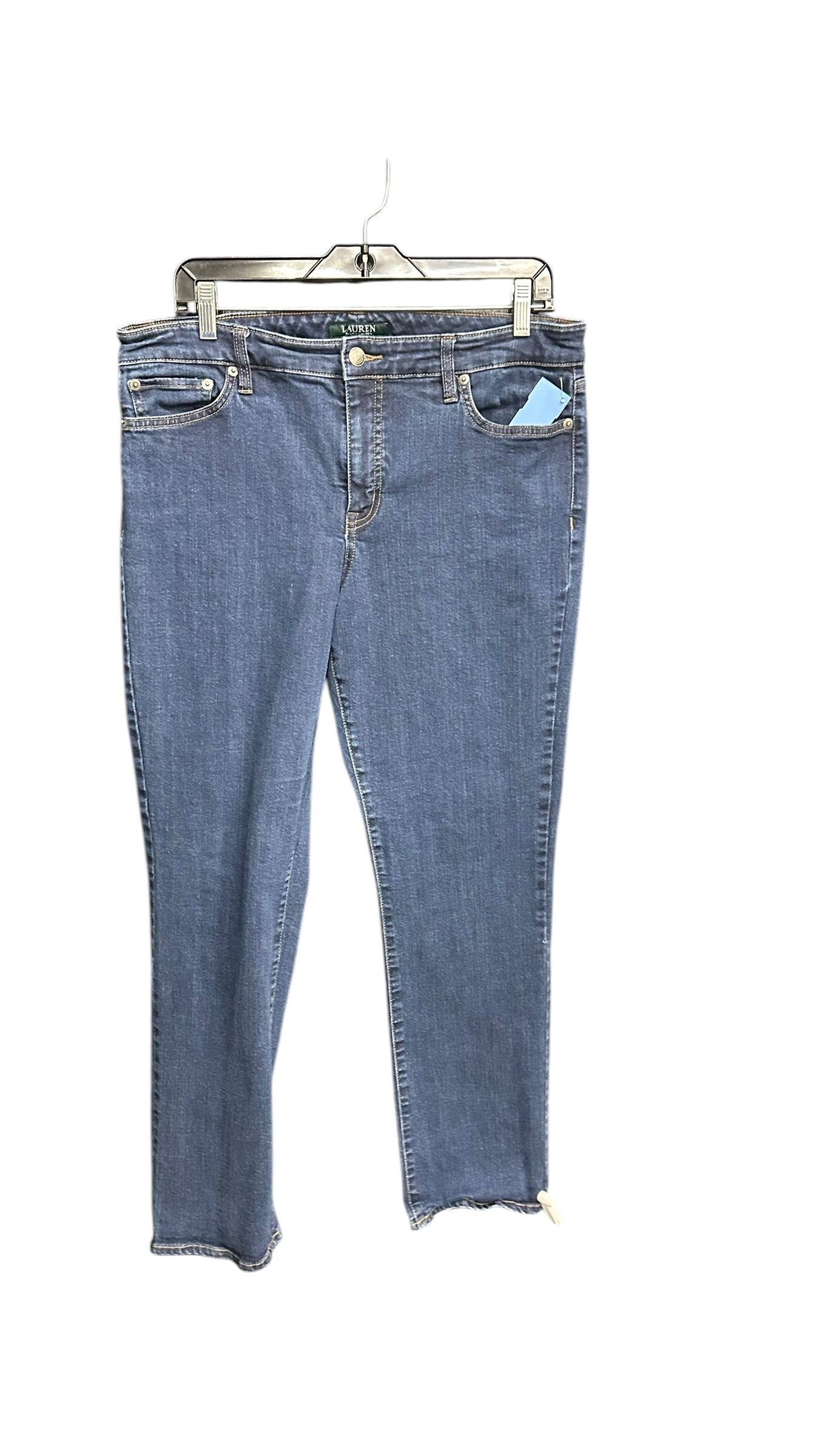 Jeans Straight By Lauren By Ralph Lauren In Blue Denim, Size: 14