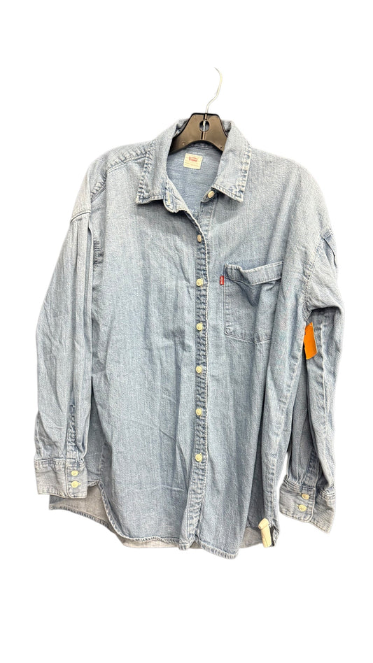 Top Long Sleeve By Levis In Blue Denim, Size: S