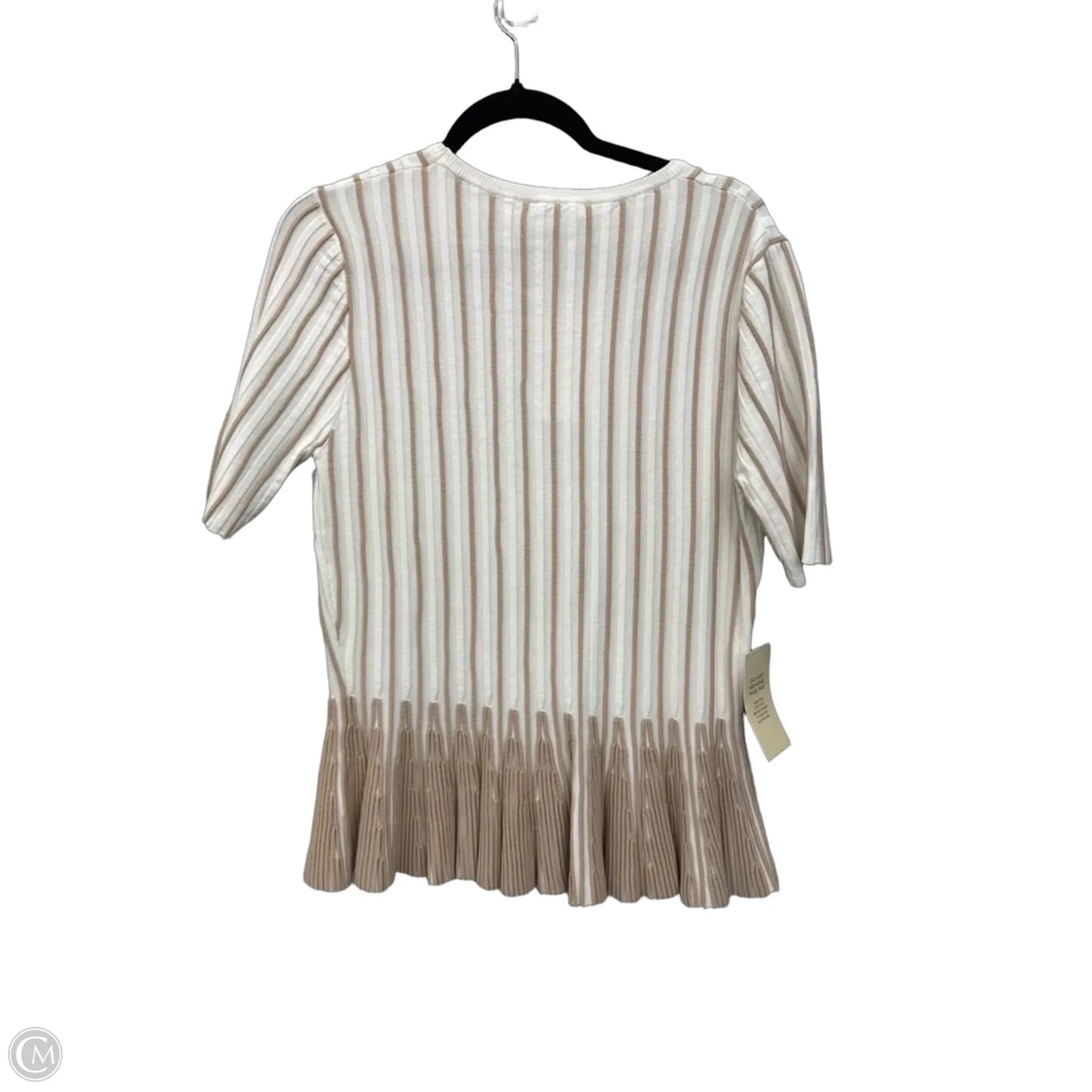 Top Short Sleeve By Cache In Cream & Tan, Size: Xl