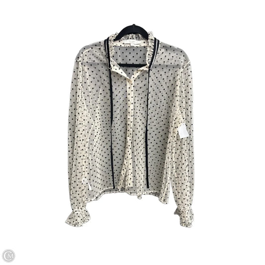 Blouse Long Sleeve By Loft In Polkadot Pattern, Size: L