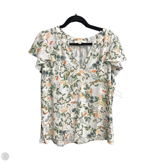 Top Short Sleeve By Loft In Floral Print, Size: L