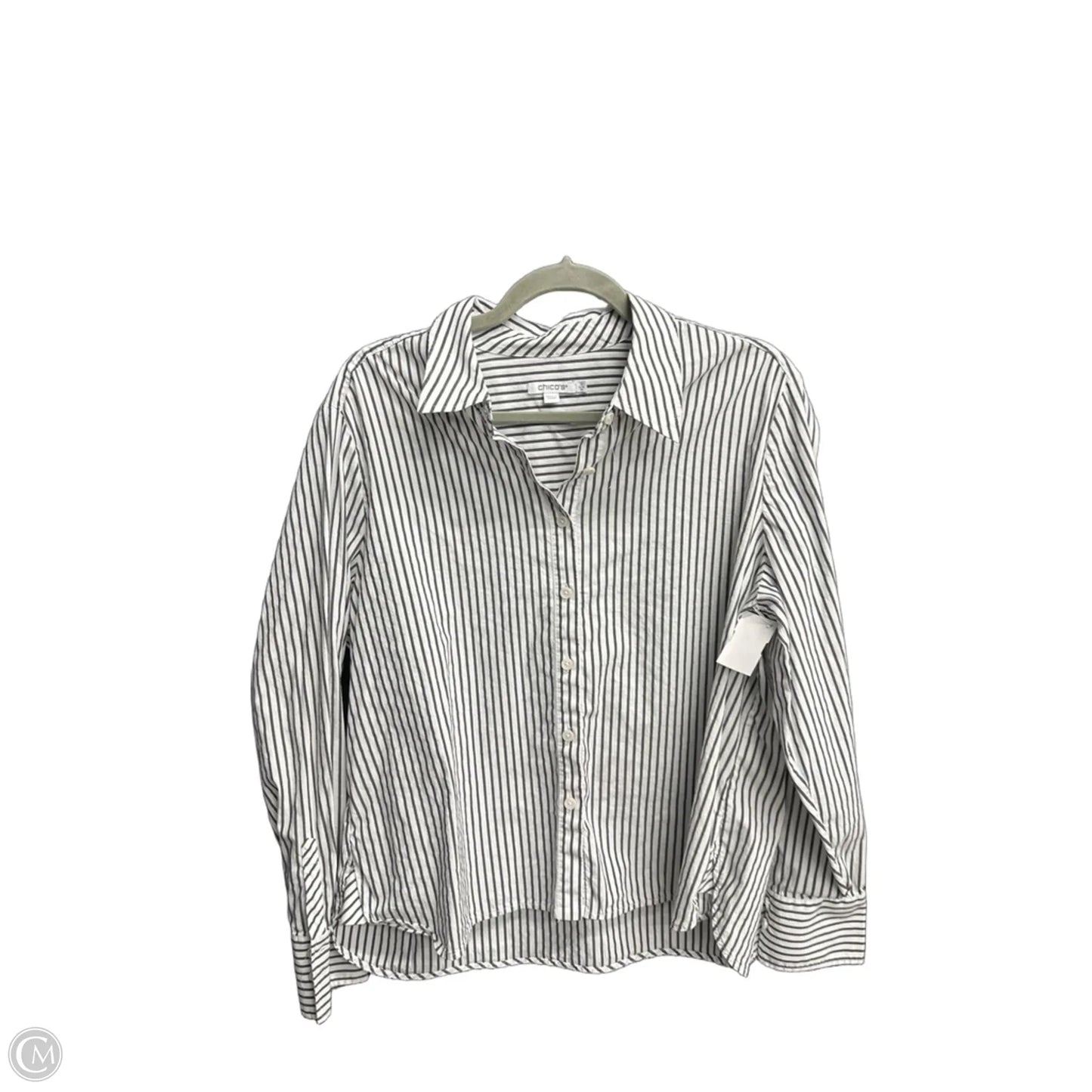 Top Long Sleeve By Chicos In Striped Pattern, Size: Xl