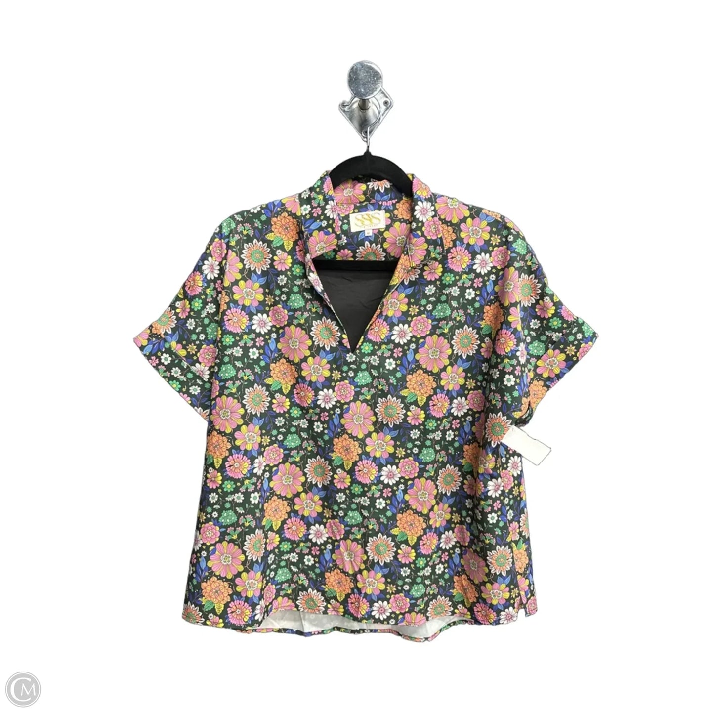 Top Short Sleeve By Clothes Mentor In Floral Print, Size: Medium