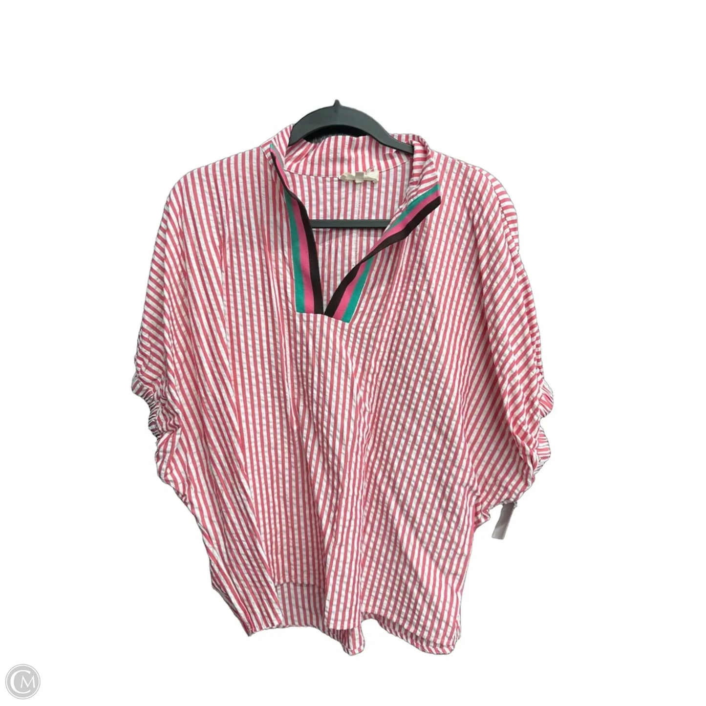 Blouse Short Sleeve By Entro In Striped Pattern, Size: M
