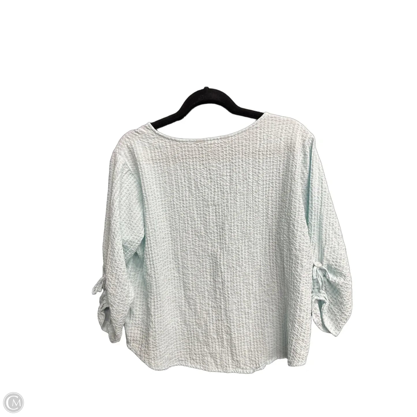 Blouse 3/4 Sleeve By Woolrich In Green & White, Size: L