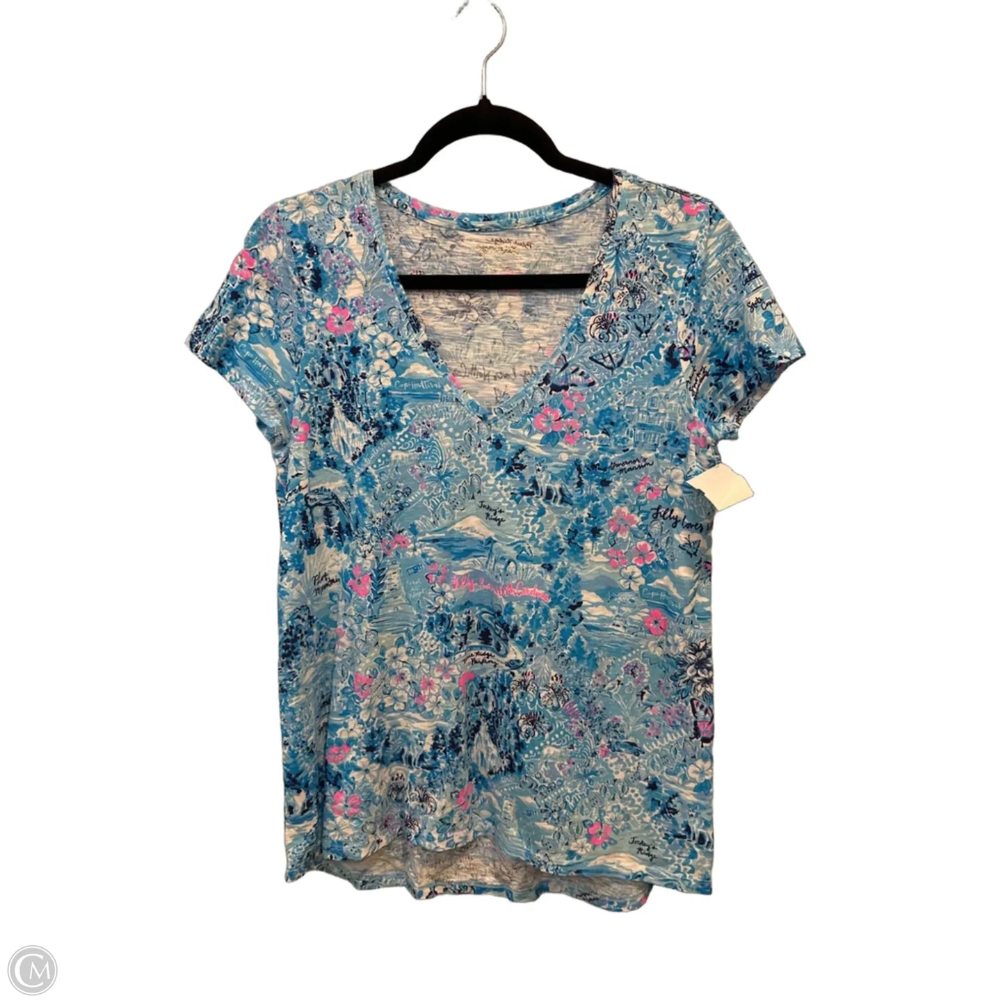 Top Short Sleeve Designer By Lilly Pulitzer In Tropical Print, Size: S