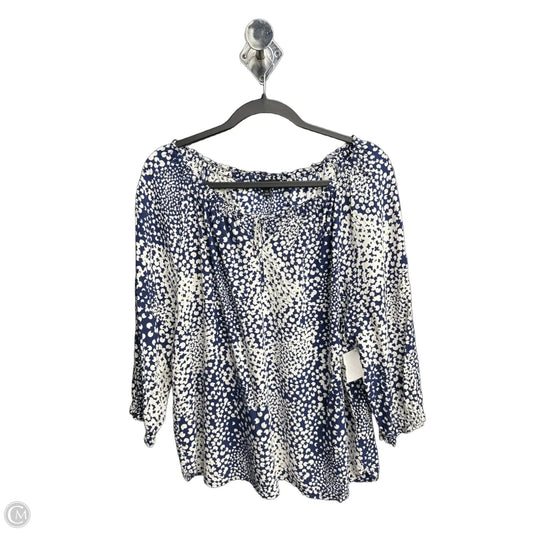 Top Long Sleeve By Talbots In Blue & White, Size: Xl