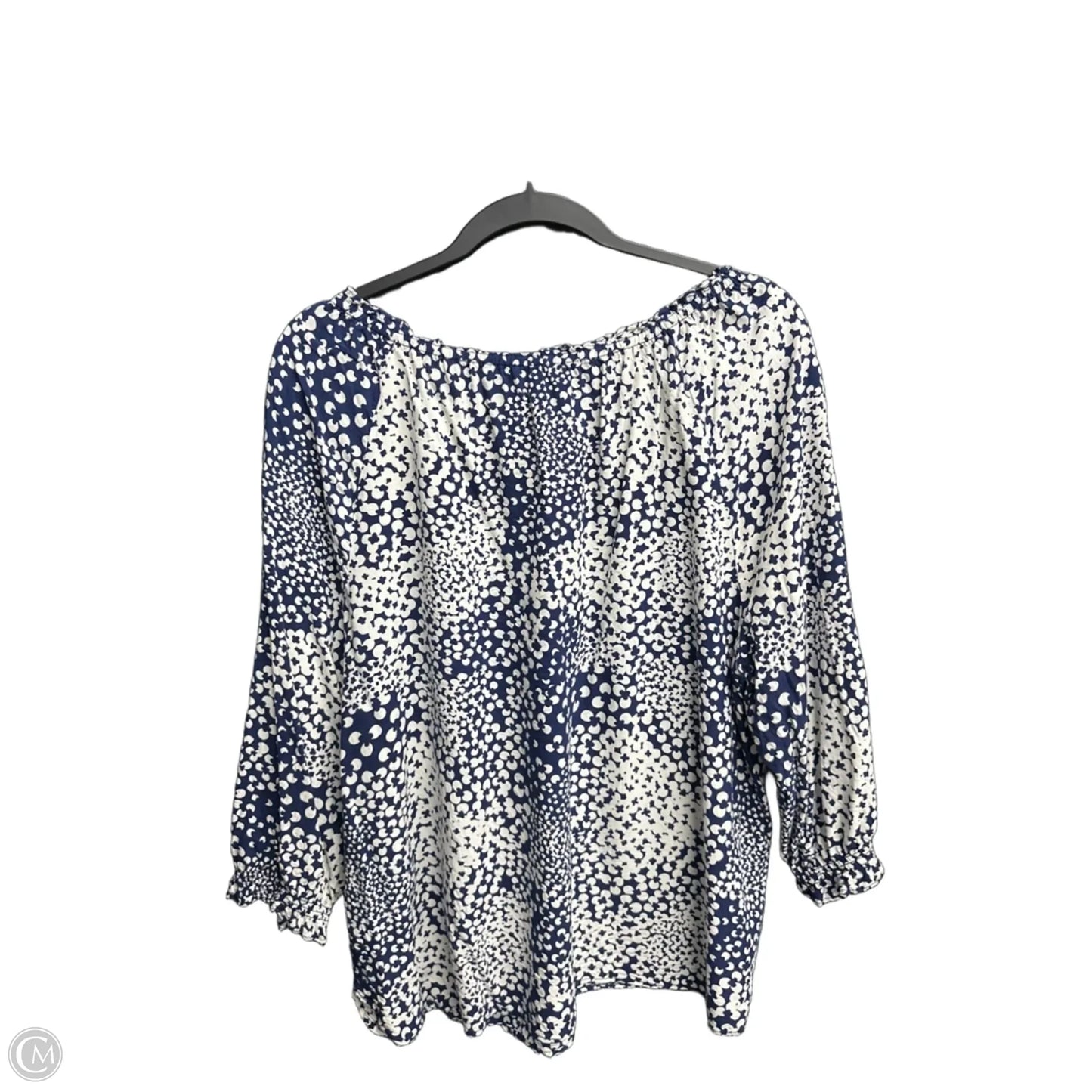 Top Long Sleeve By Talbots In Blue & White, Size: Xl