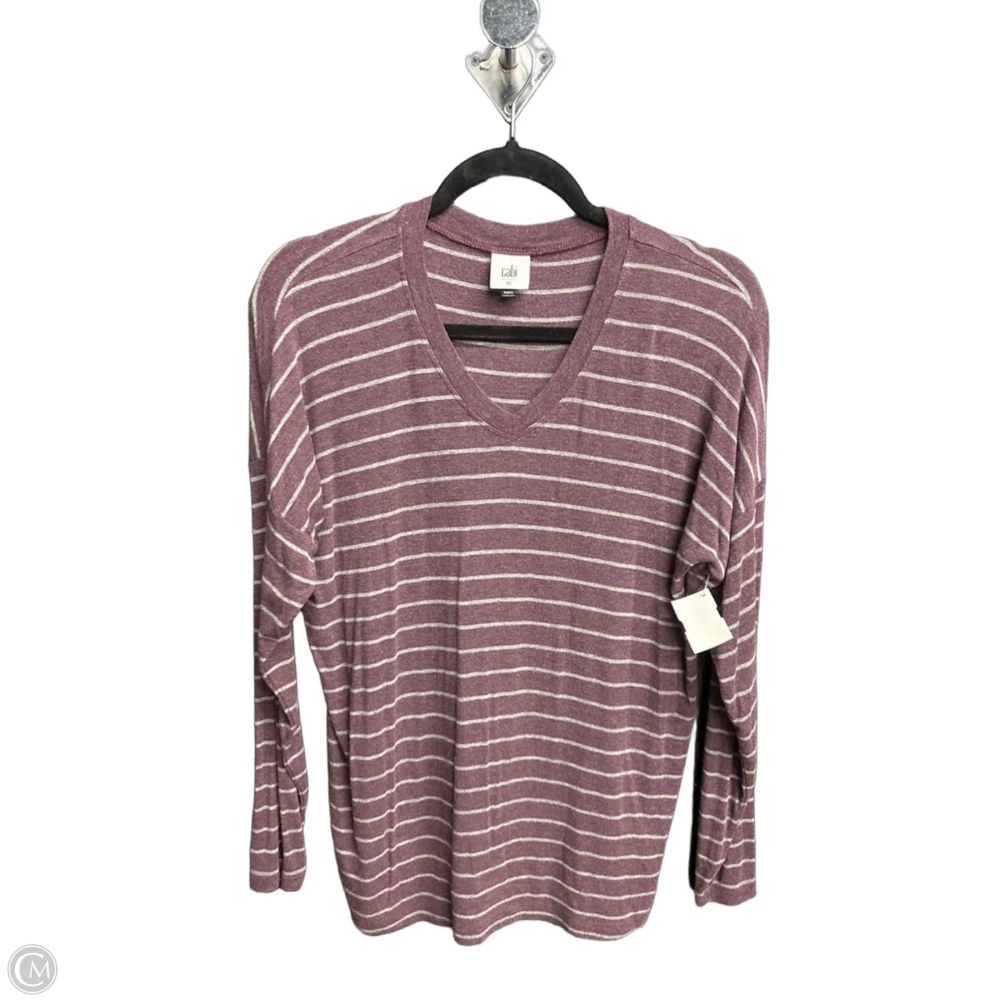 Top Long Sleeve By Cabi In Striped Pattern, Size: Xs