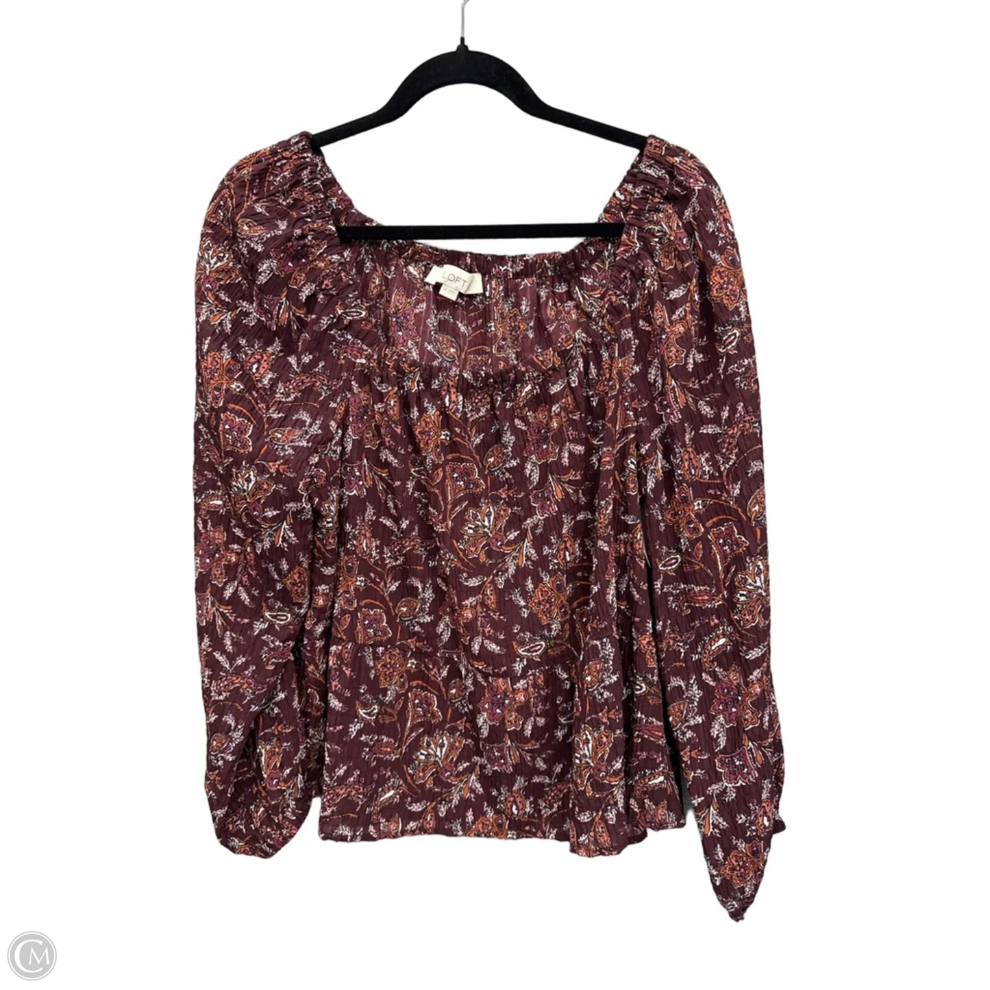 Blouse Long Sleeve By Loft In Paisley Print, Size: M