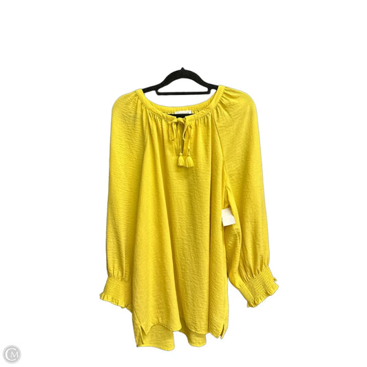 Blouse Long Sleeve By West Bound In Yellow, Size: Xl