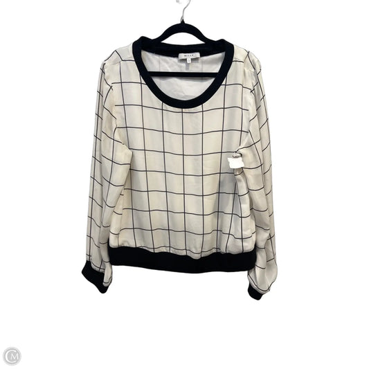 Top Long Sleeve Designer By Milly In Black & White, Size: L
