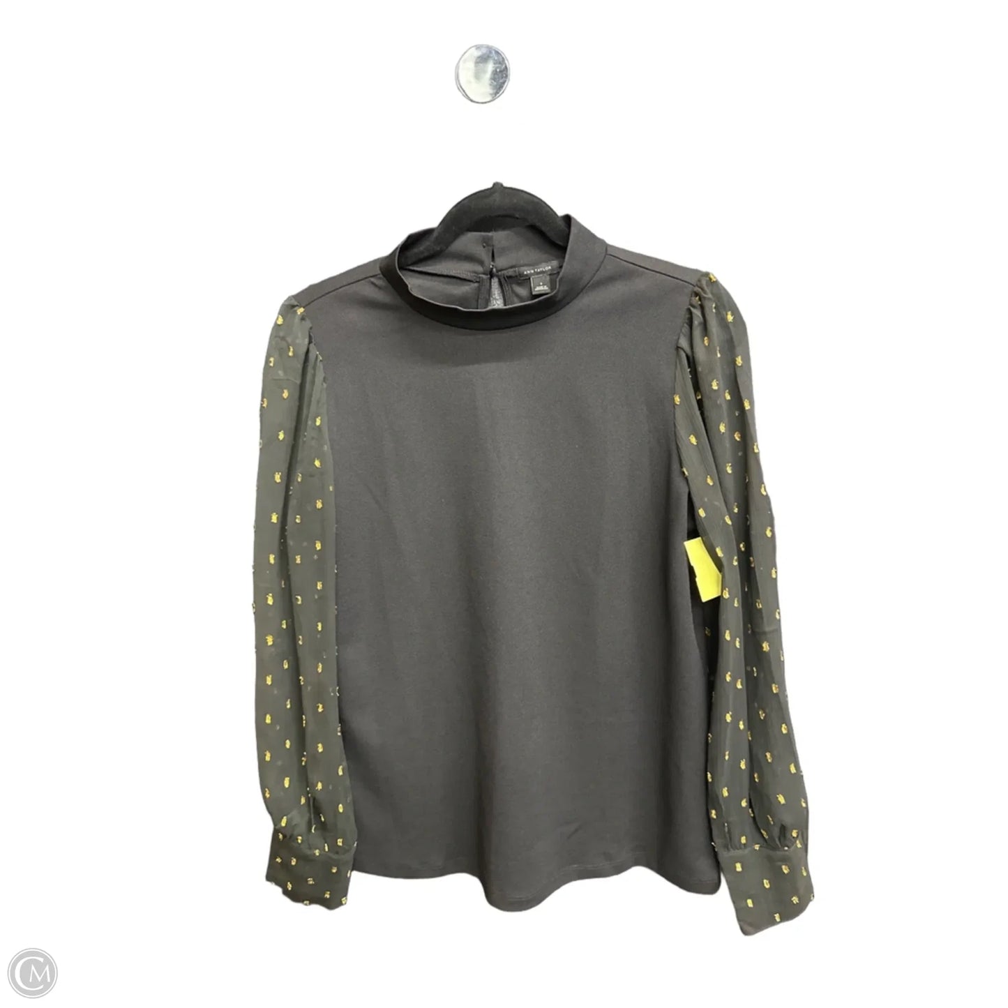 Blouse Long Sleeve By Ann Taylor In Black & Gold, Size: S