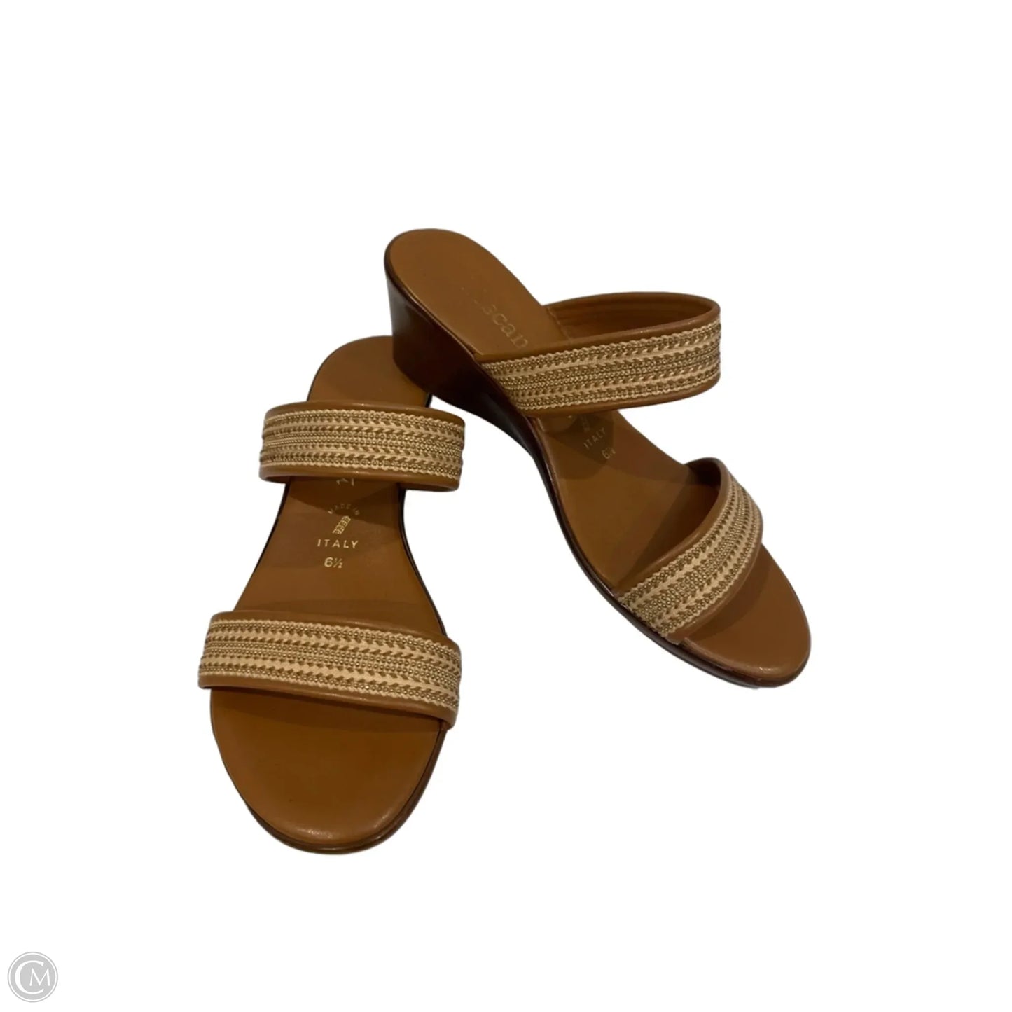Sandals Heels Block By Toscanella In Brown & Cream, Size: 6.5