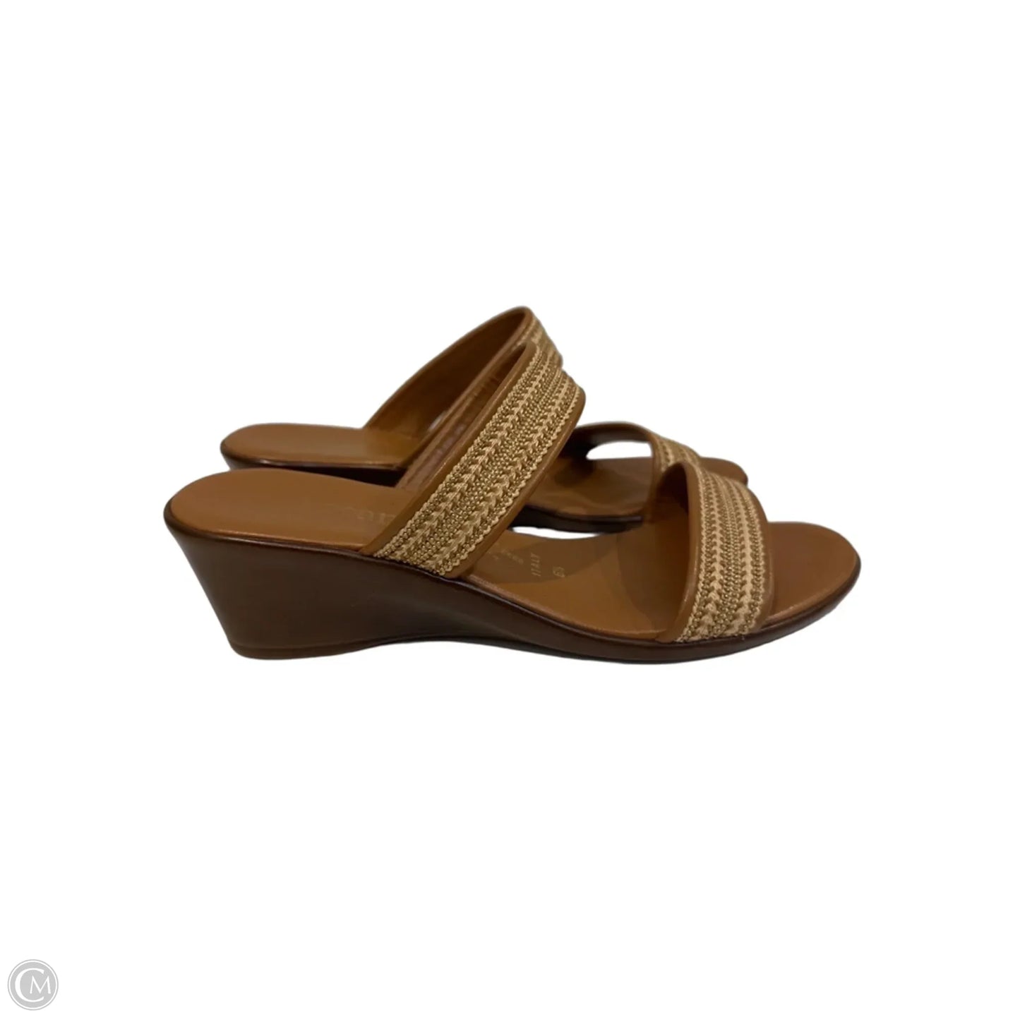 Sandals Heels Block By Toscanella In Brown & Cream, Size: 6.5