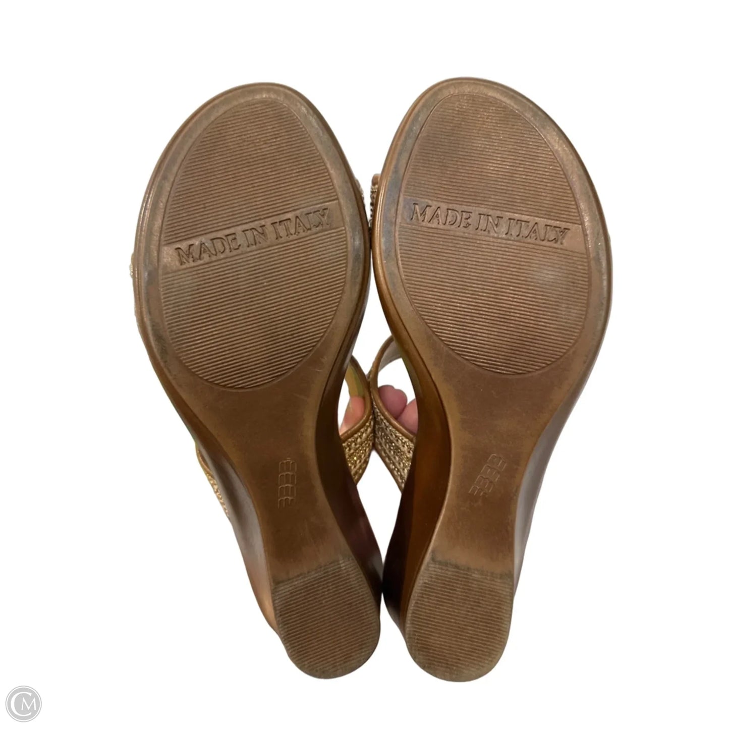 Sandals Heels Block By Toscanella In Brown & Cream, Size: 6.5