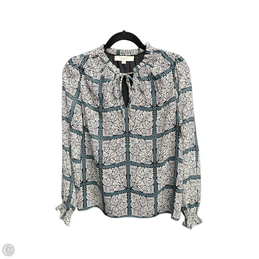 Blouse Long Sleeve By Loft In Multi-colored, Size: Xs