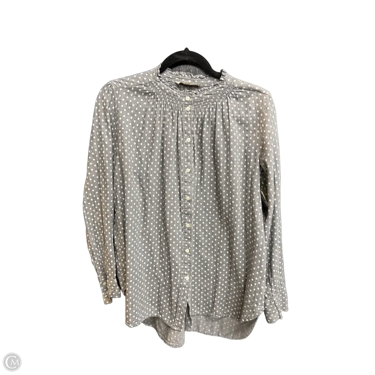 Blouse Long Sleeve By Loft In Polkadot Pattern, Size: L