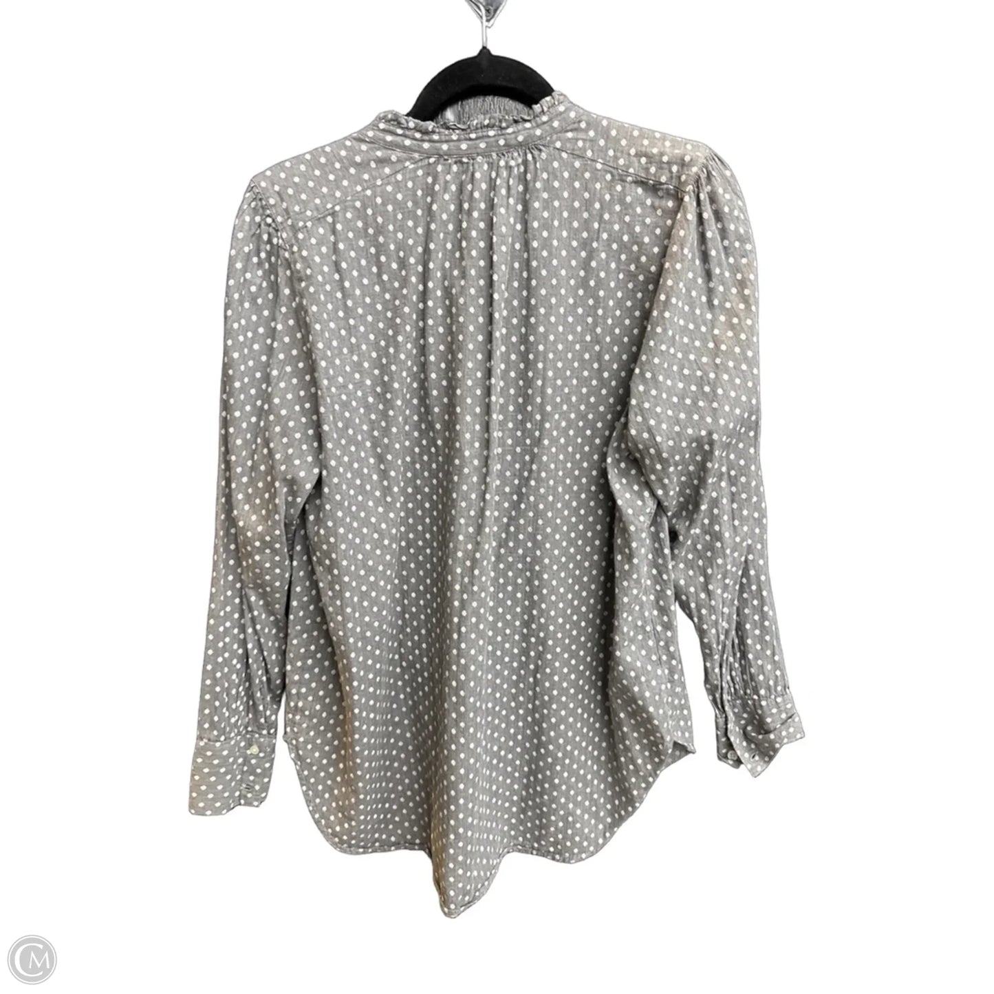 Blouse Long Sleeve By Loft In Polkadot Pattern, Size: L
