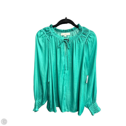 Blouse Long Sleeve By Loft In Green, Size: Lp