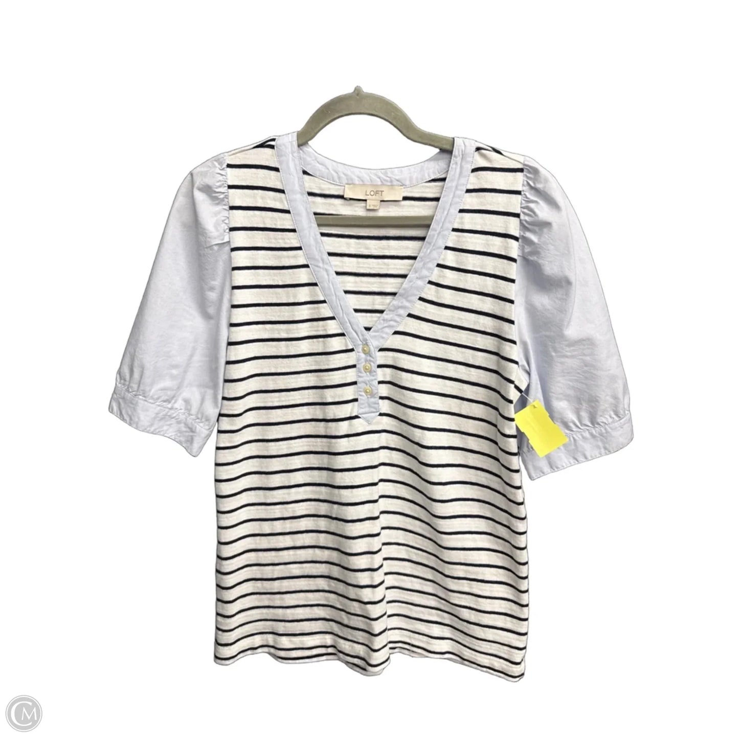 Blouse Short Sleeve By Loft In Striped Pattern, Size: S
