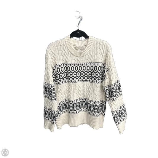 Sweater By Loft In Black & Cream, Size: L