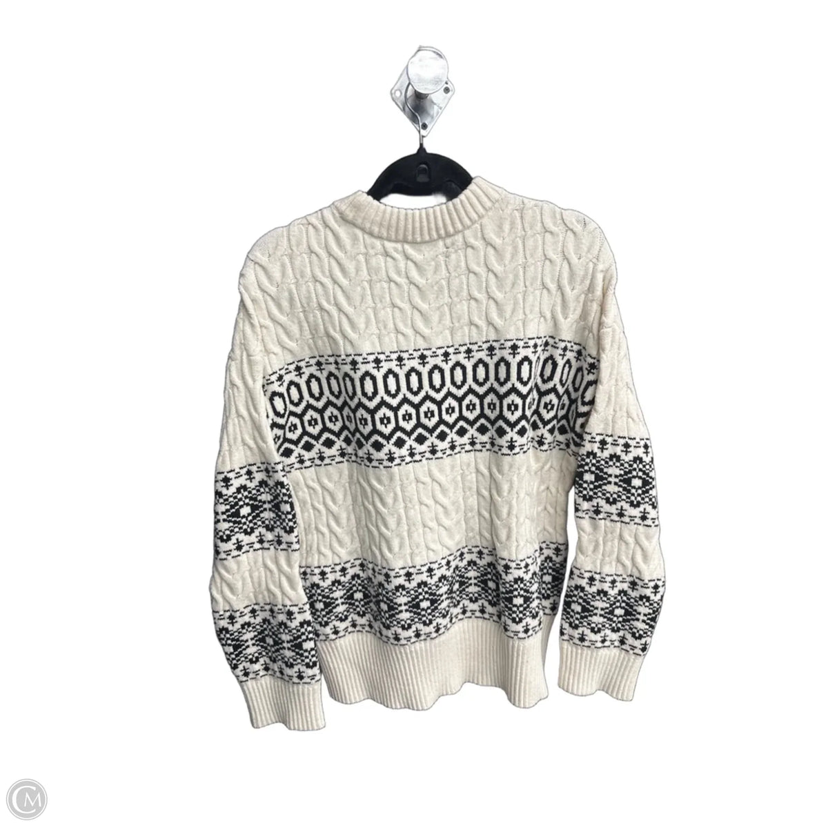 Sweater By Loft In Black & Cream, Size: L