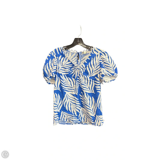 Top Short Sleeve By Cato In Blue & White, Size: M