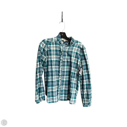 Top Long Sleeve By Loft In Plaid Pattern, Size: S