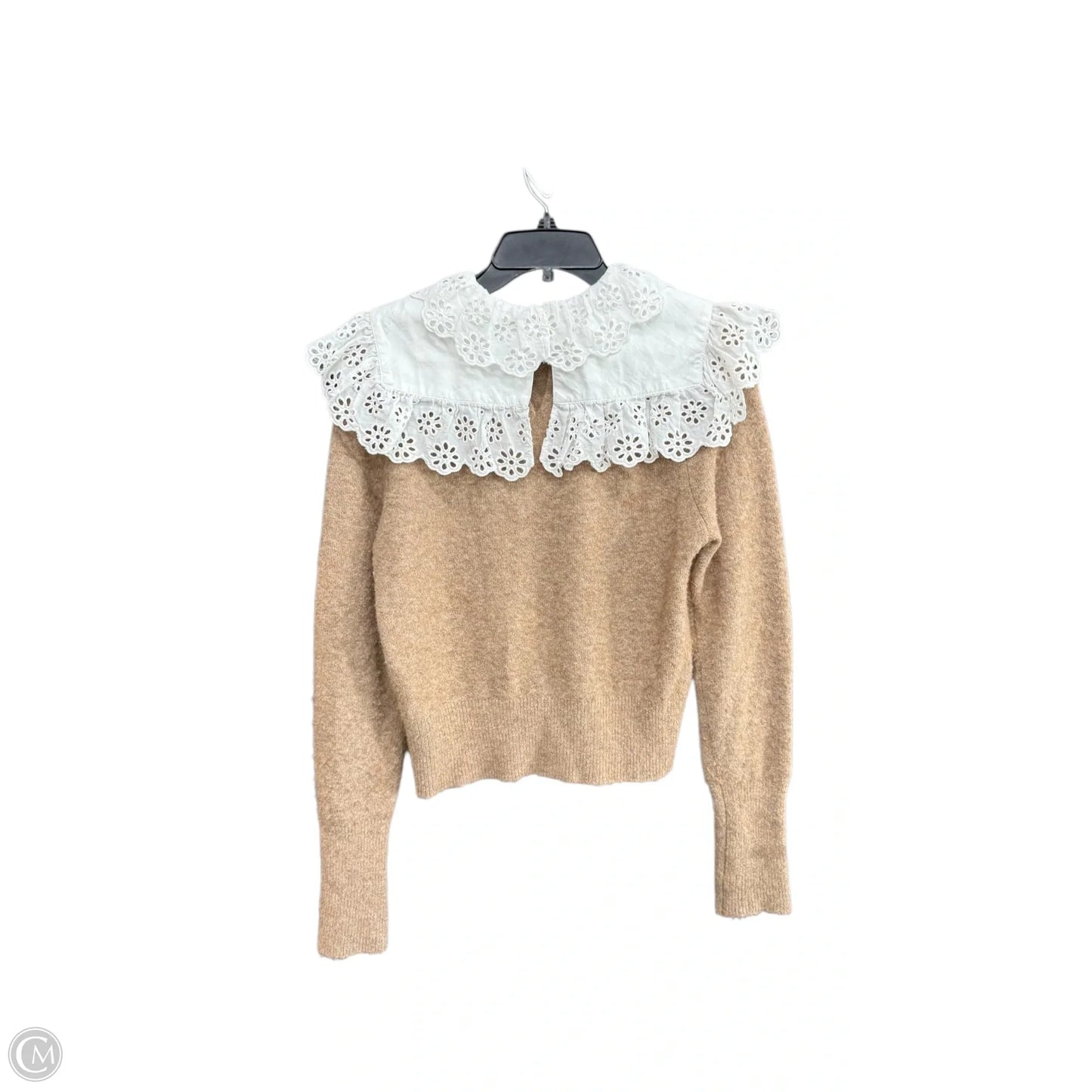 Blouse Long Sleeve By Zara In Brown & White, Size: S
