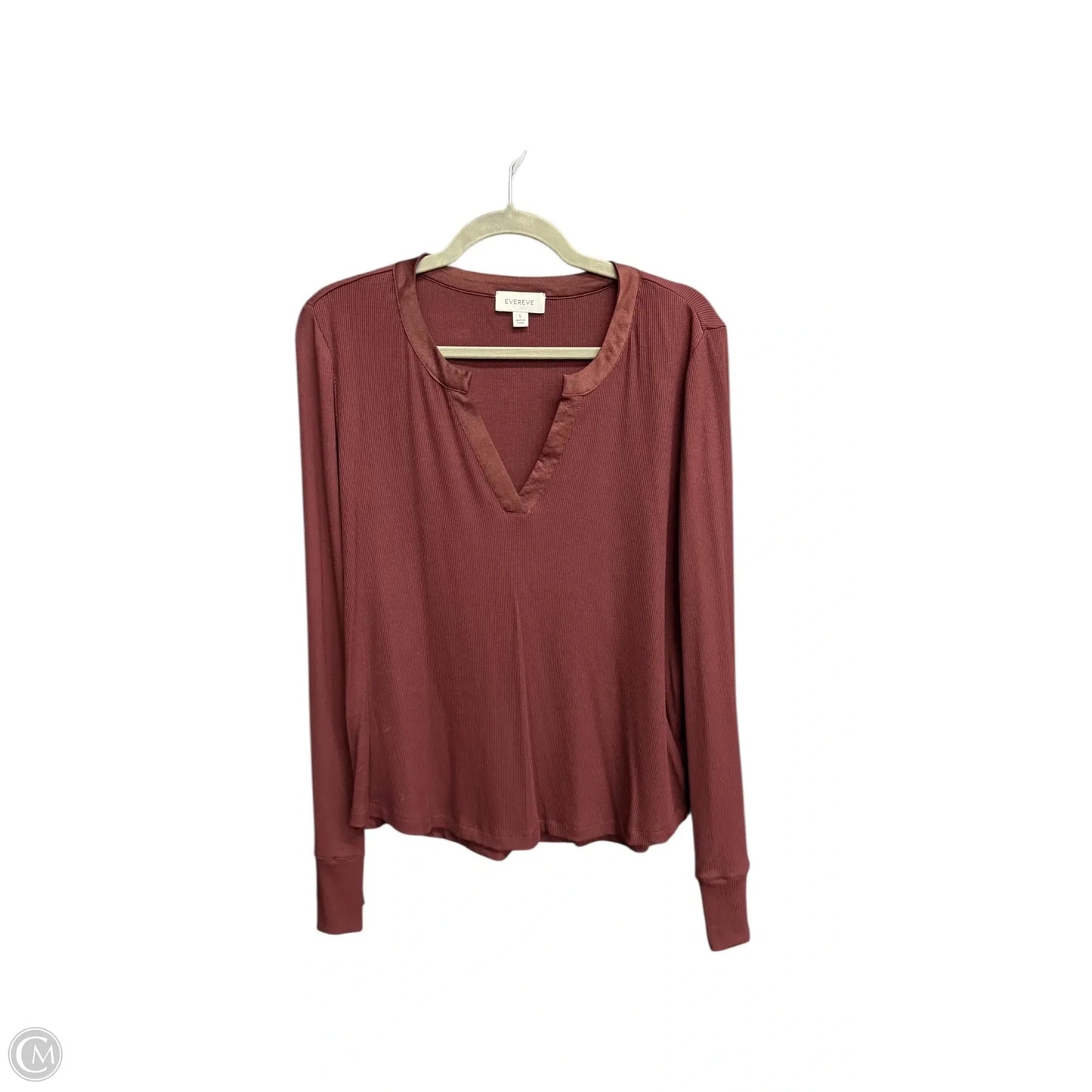 Blouse Long Sleeve By Evereve In Maroon, Size: L