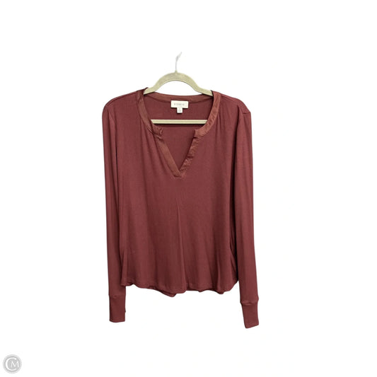 Blouse Long Sleeve By Evereve In Maroon, Size: L
