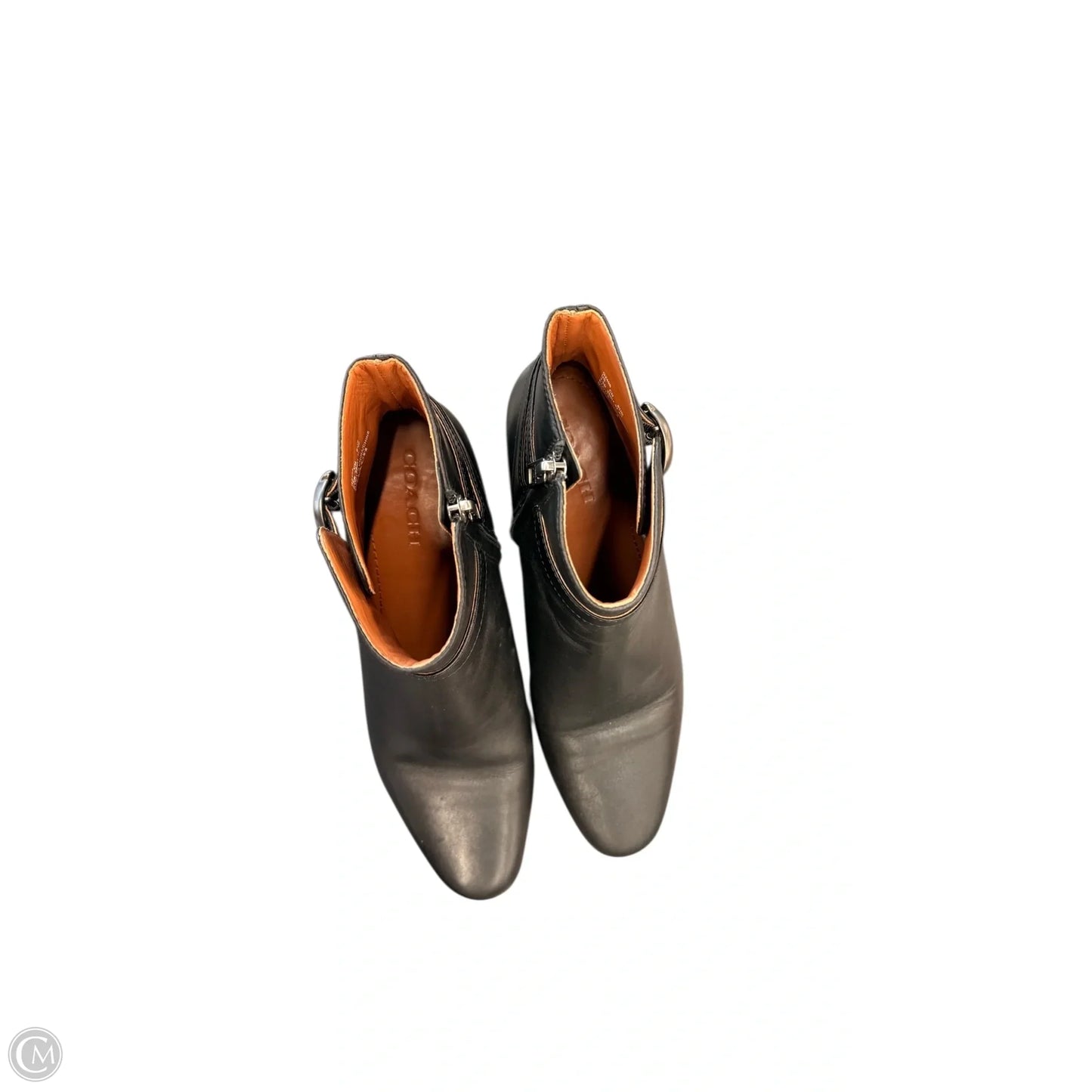 Boots Designer By Coach In Black & Silver, Size: 9.5